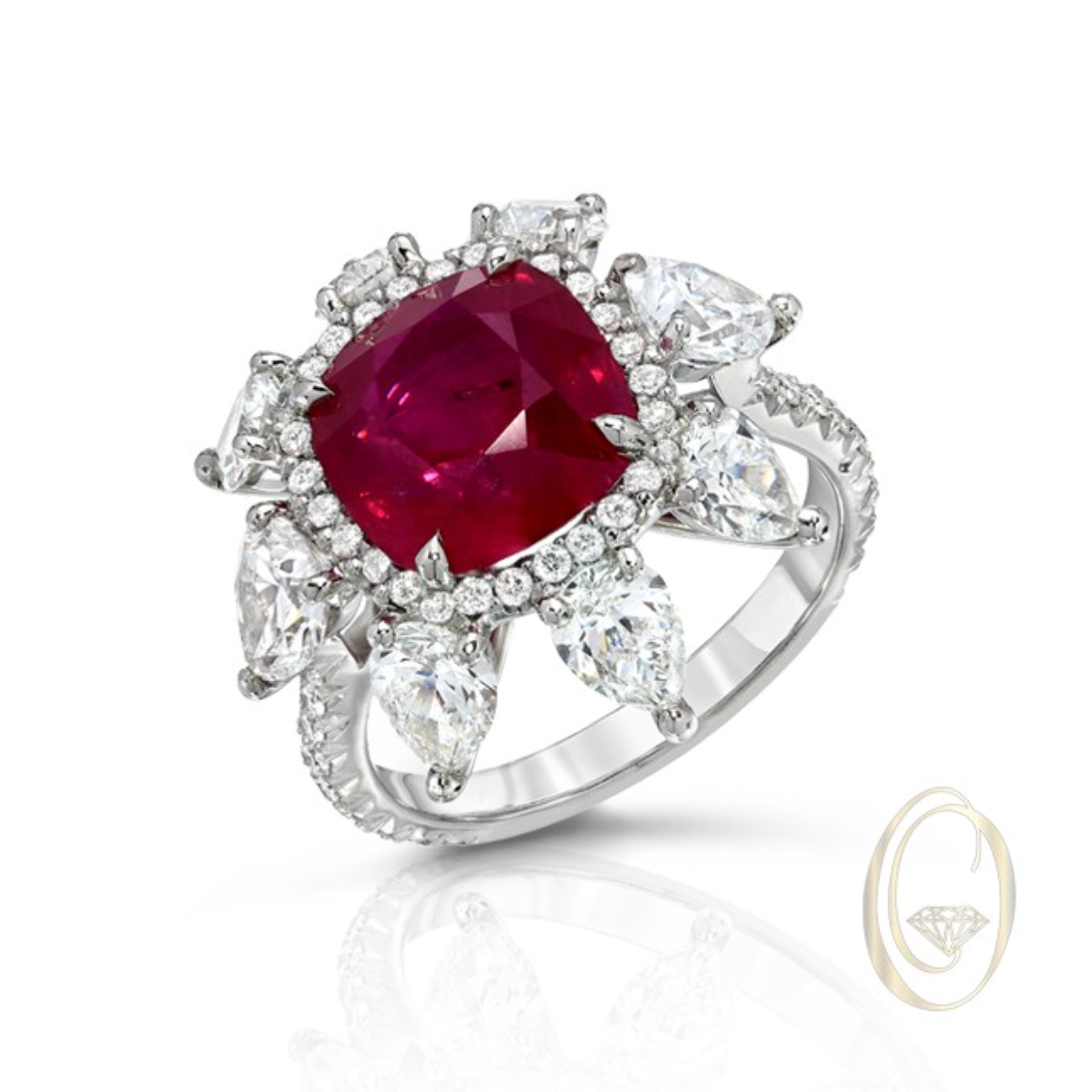 PLATINUM RED RUBY DIAMOND RING
