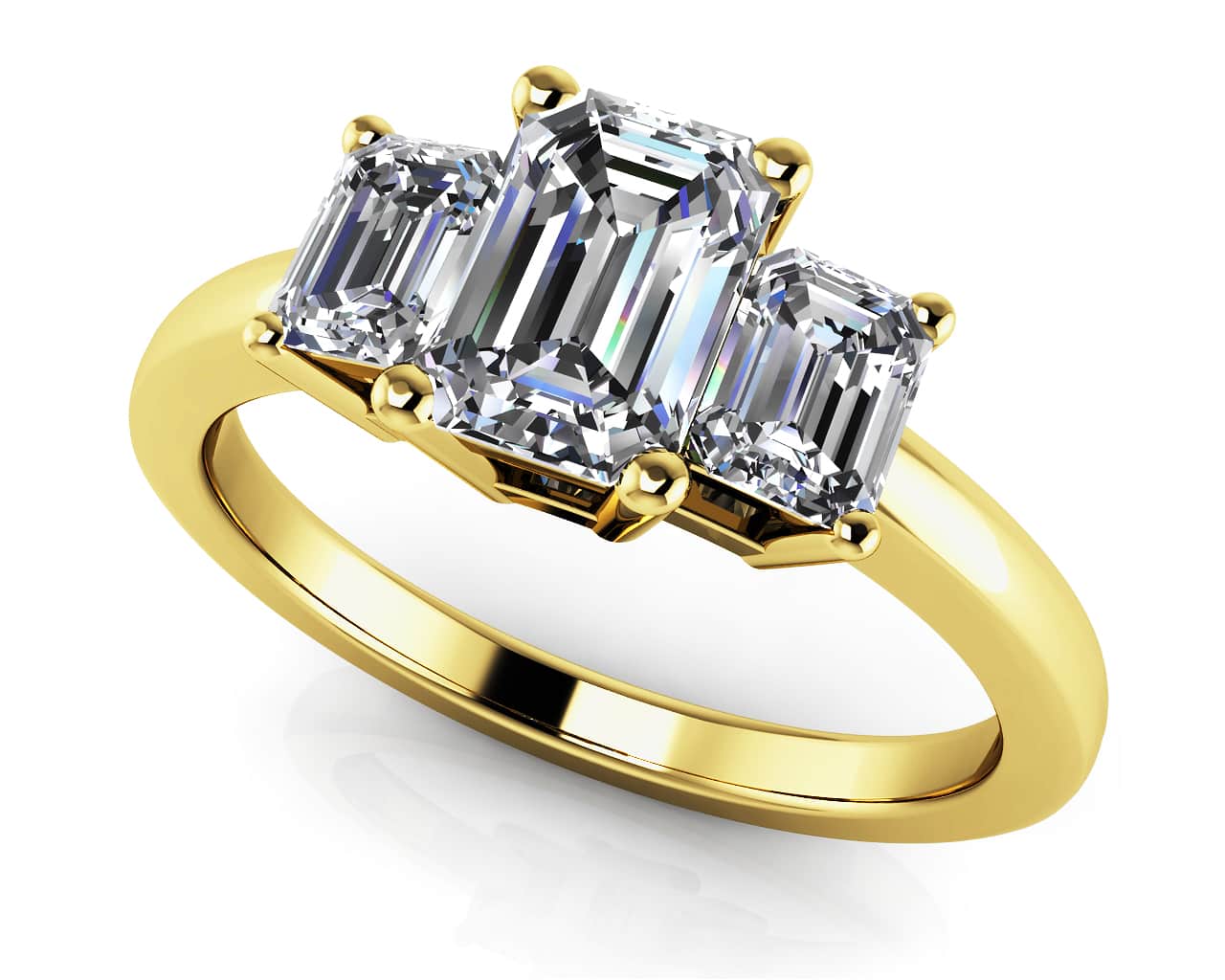 Elegant Three Stone Emerald Engagement Ring