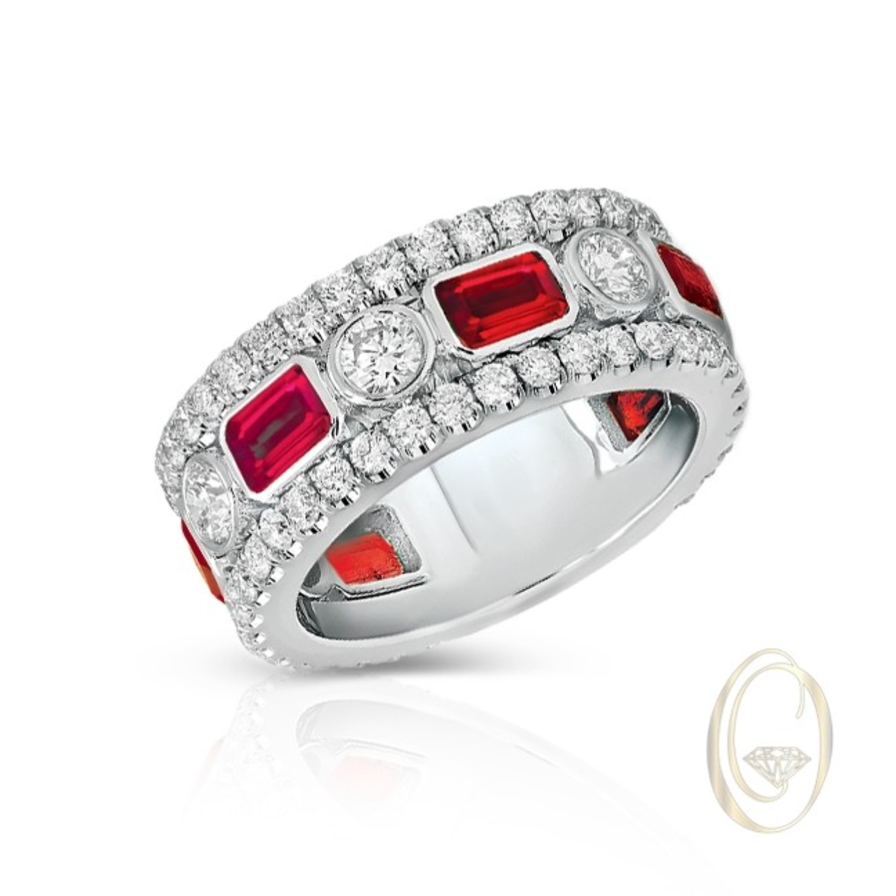 18K DIAMOND AND RUBY BAND
