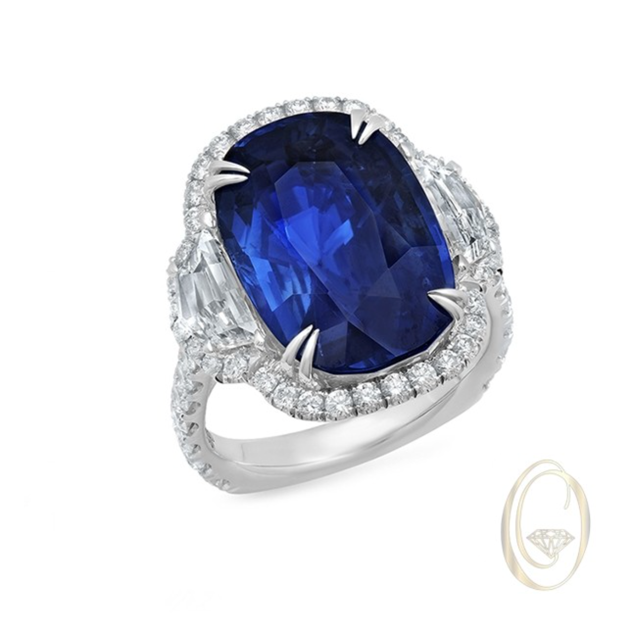 18K BLUE SAPPHIRE DIAMOND RING