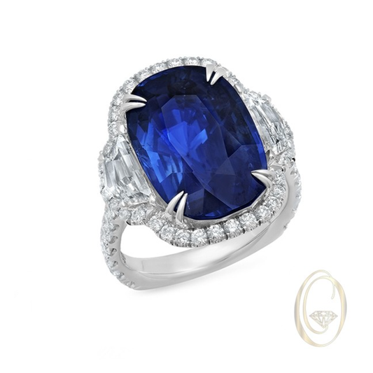 18K BLUE SAPPHIRE DIAMOND RING