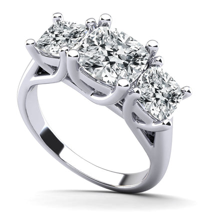 Cushion Cut Three Stone Diamond Ring