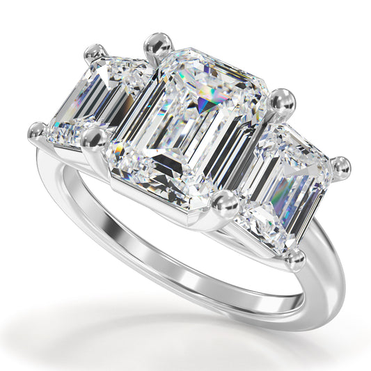 Stunning 3 Stone Emerald Cut Diamond Ring